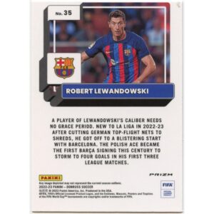 PANINI DONRUSS SOCCER 2022-23 ROBERT LEWANDOWSKI #35 BARCELONA OPTIC PARALLEL