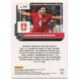 PANINI DONRUSS SOCCER 2022-23 ALEKSANDAR MITROVIC #104 SERBIA ORANGE PARALLEL