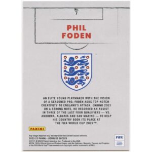 PANINI DONRUSS SOCCER 2022-23 PHIL FODEN #7 ENGLAND CRAFTSMEN