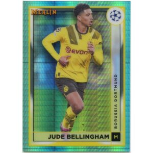 TOPPS UEFA MERLIN 2023 JUDE BELLINGHAM #29 DORTMUND AQUA PRISM REFRACTOR