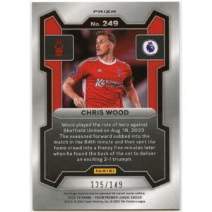 PANINI PRIZM PREMIER LEAGUE 2023-24 CHRIS WOOD #249 NOTTINGHAM FOREST BREAKAWAY PRIZMS PINK /149