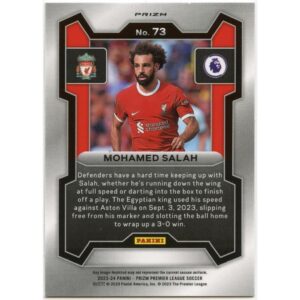 PANINI PRIZM PREMIER LEAGUE 2023-24 MOHAMED SALAH #73 LIVERPOOL PITCH KINGS