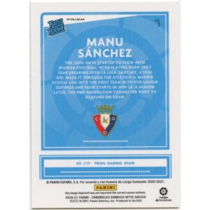 PANINI CHRONICLES DONRUSS OPTIC 2020-21 MANU SANCHEZ #3 OSASUNA RATED ROOKIE PURPLE MOJO