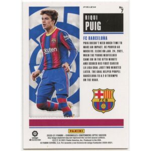 PANINI CHRONICLES CONTENDERS OPTIC 2020-21 RIQUI PUIG #7 BARCELONA ROOKIE TICKET PURPLE MOJO