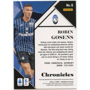 PANINI CHRONICLES 2020-21 ROBIN GOSENS #6 ATALANTA SILVER CIRCLES