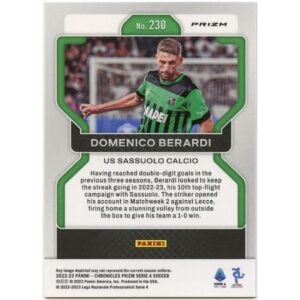 PANINI CHRONICLES PRIZM SERIE A 2022-23 DOMENICO BERARDI #230 SASSUOLO