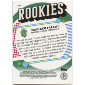 TOPPS FINEST 2022-23 ISSAHAKU FATAWU #FR4 SPORTING LISBON FINEST ROOKIES PURPLE /299