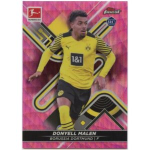 TOPPS FINEST BUNDESLIGA 2021-22 DONYELL MALEN #48 DORTMUND PINK WAVE REFRACTOR /300