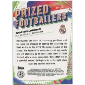 TOPPS FINEST UEFA CLUB COMPETITION 2023-24 JUDE BELLINGHAM #PF-20 REAL MADRID PRIZED FOOTBALLERS