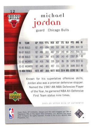 UPPER DECK SP AUTEHNTIC 2005-06 MICHAEL JORDAN #12 CHICAGO BULLS