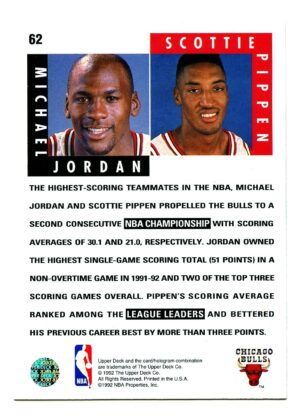 UPPER DECK SCORING THREATS 1992 MICHAEL JORDAN #62 CHICAGO BULLS