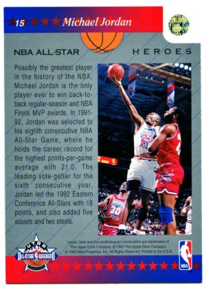 UPPER DECK NBA ALL-STARS HEROES 1992 MICHAEL JORDAN #15 CHICAGO BULLS