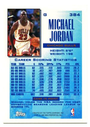 TOPPS REIGNING SCORIN LEADER 1993 MICHAEL JORDAN #384 CHICAGO BULLS GOLD