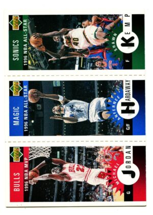 UPPER DECK COLLECTOR’S CHOICE 1996 MICHAEL JORDAN / ANFERNEE HARDWAY / SHAWN KEMP #M11 / M60 / M78 CHICAGO BULLS