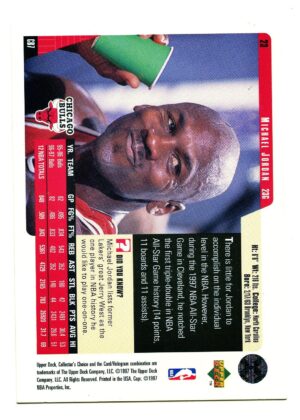 UPPER DECK COLLECTOR’S CHOICE 1997 MICHAEL JORDAN #23 CHICAGO BULLS