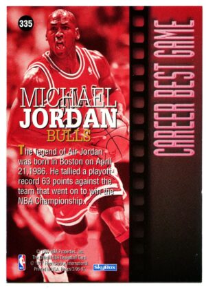 HOOPS CAREER BEST GAME 1996 MICHAEL JORDAN #335 CHICAGO BULLS