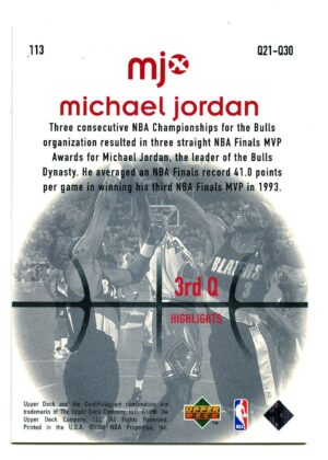 UPPER DECK MJX 1998 MICHAEL JORDAN #113 CHICAGO BULLS