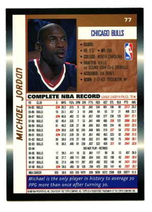 TOPPS 1998 MICHAEL JORDAN #77 CHICAGO BULLS