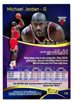 TOPPS STADIUM CLUB 1997 MICHAEL JORDAN #118 CHICAGO BULLS MEMBERS ONLY I