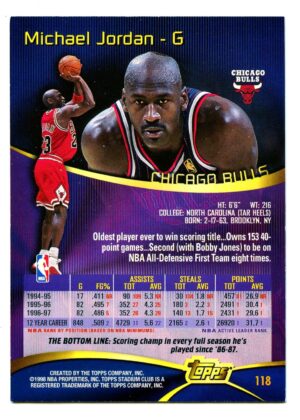 TOPPS STADIUM CLUB 1997 MICHAEL JORDAN #118 CHICAGO BULLS MEMBERS ONLY I