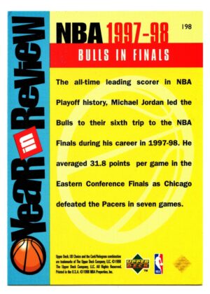 UPPER DECK CHOICE 1998 MICHAEL JORDAN #198 BULLS IN FINALS YEAR IN REVIEW