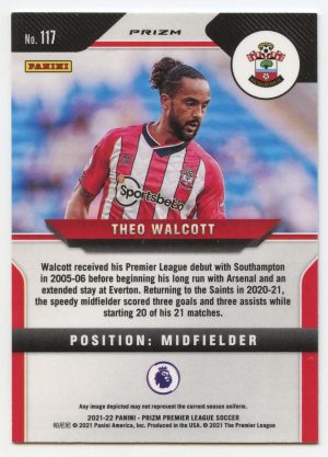 Theo Walcott Panini Prizm Premier League 2021-22 Green Mojo #117