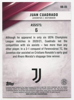 2022 Topps UCL Juan Cuadrado #BB-05 Best of the Best