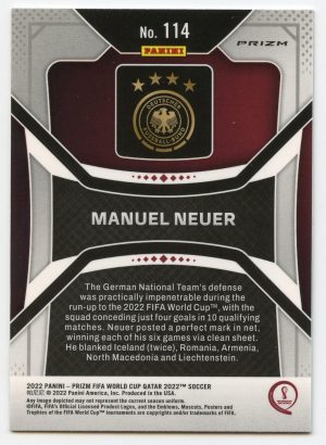 2022 Panini Prizm World Cup Qatar Manuel Neuer #114 Green Wave