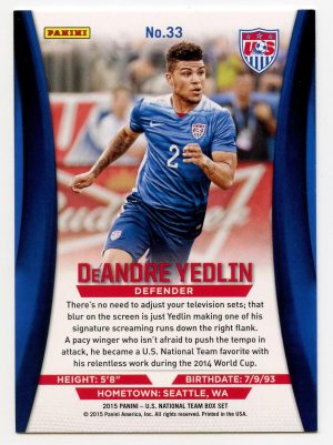 DeAndre Yedlin Panini USA Natinal Team Set 2015 Holofoil #33