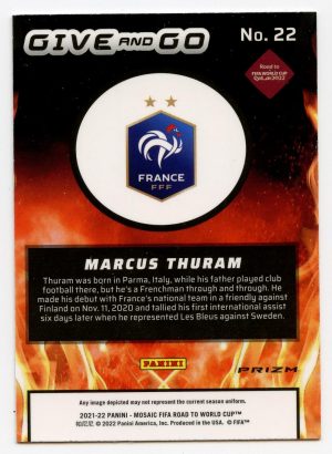 Marcus Thuram Panini Mosaic Road to World Cup 2021-22 Give and Go #22