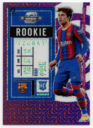 2020-21 Panini Chronicles Riqui Puig #7 Rookie Ticket Purple Mojo RC