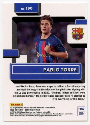 2022-23 Panini Donruss Soccer Pablo Torre #190 Rated Rookie Optic