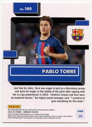 2022-23 Panini Donruss Soccer Pablo Torre #190 Rated Rookie