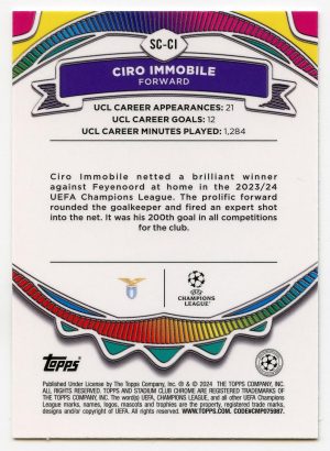 2024 Topps Stadium Chrome Ciro Immobile #SC-CI Say Cheese