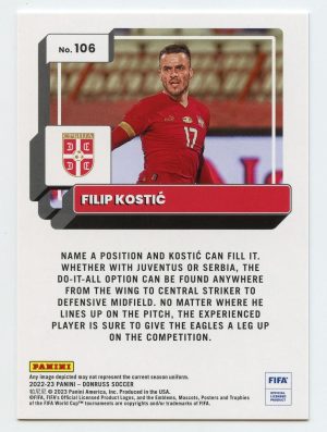 2022-23 Panini Donruss Soccer Filip Kostic #106 Silver