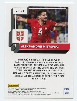 2022-23 Panini Donruss Soccer Aleksandar Mitrovic #104 Silver