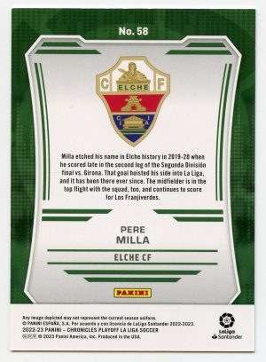 2022-23 Panini Chronicles La Liga Pere Milla #58 /199 Elche