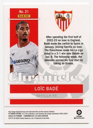 2022-23 Panini Chronicles La Liga Loic Bade #21 /199 RC Sevilla