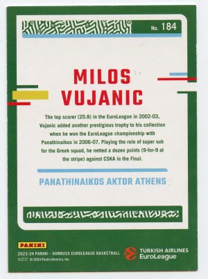 2023-24 Panini Donruss Euroleague Milos Vujanic #184 Legends