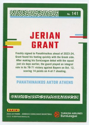 2023-24 Panini Donruss Euroleague Jerian Grant #141 Panathinaikos