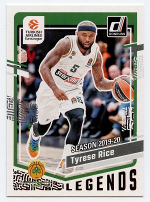 2023-24 Panini Donruss Euroleague Tyrese Rice #187 Legends Panathinaikos