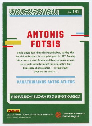 2023-24 Panini Donruss Euroleague Antonis Fotsis #162 Legends Panathinaikos