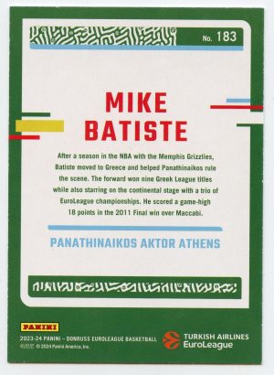 2023-24 Panini Donruss Euroleague Mike Batiste #183 Legends Panathinaikos