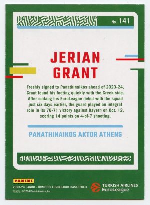 2023-24 Panini Donruss Euroleague Jerain Grant #141 Panathinaikos