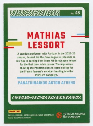 2023-24 Panini Donruss Euroleague Mathias Lessort #46 Panathinaikos