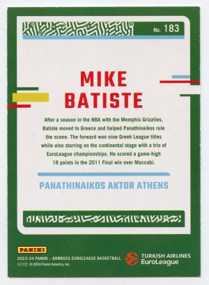 2023-24 Panini Donruss Euroleague Mike Batiste #183 Legends Panathinaikos