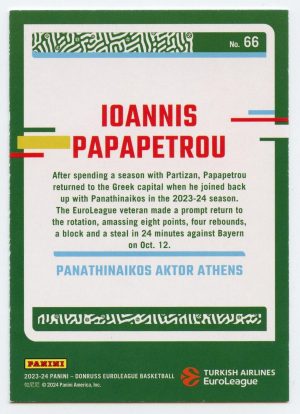 2023-24 Panini Donruss Euroleague Ioannis Papapetrou #66 Panathinaikos