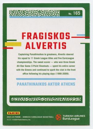 2023-24 Panini Donruss Euroleague Fragiskos Alvertis #165 Legends Panathinaikos