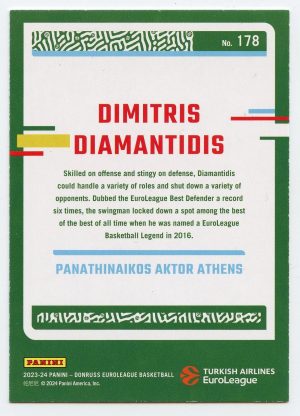 2023-24 Panini Donruss Euroleague Dimitris Diamantidis #178 Legends Panathinaikos