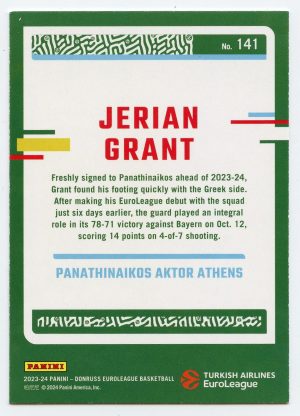 2023-24 Panini Donruss Euroleague Jerian Grant #141 Panathinaikos